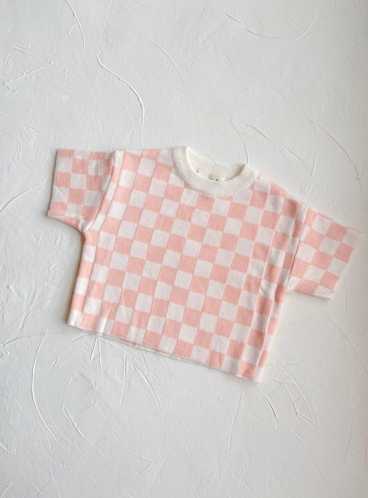 Check Tee - Peach