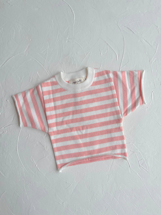 Stripe Knit Tee - Peach