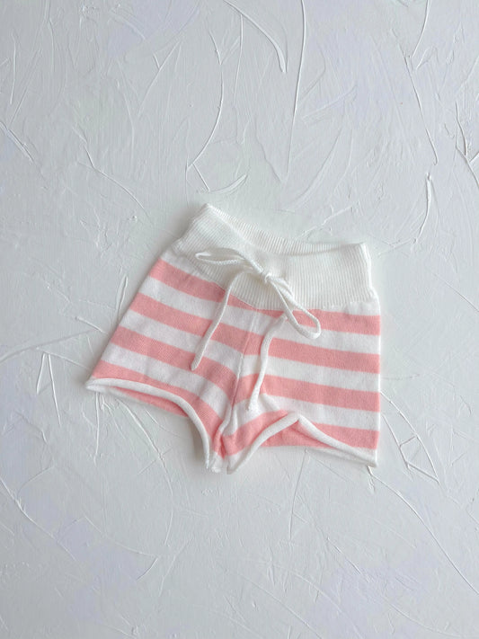 Stripe Knit Shorts - Peach