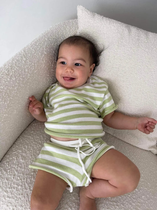 Stripe Knit Shorts - Pistachio